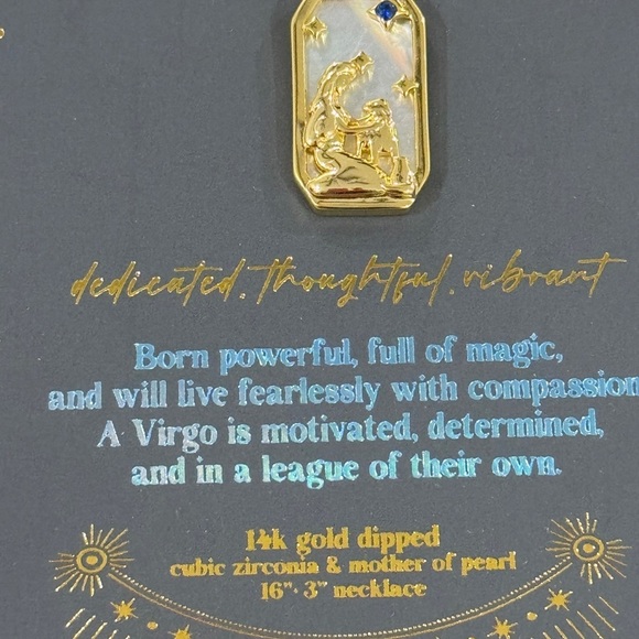 Virgo Zodiac Necklace – 14k Gold Dipped, Mother of Pearl - Picture 4 of 5